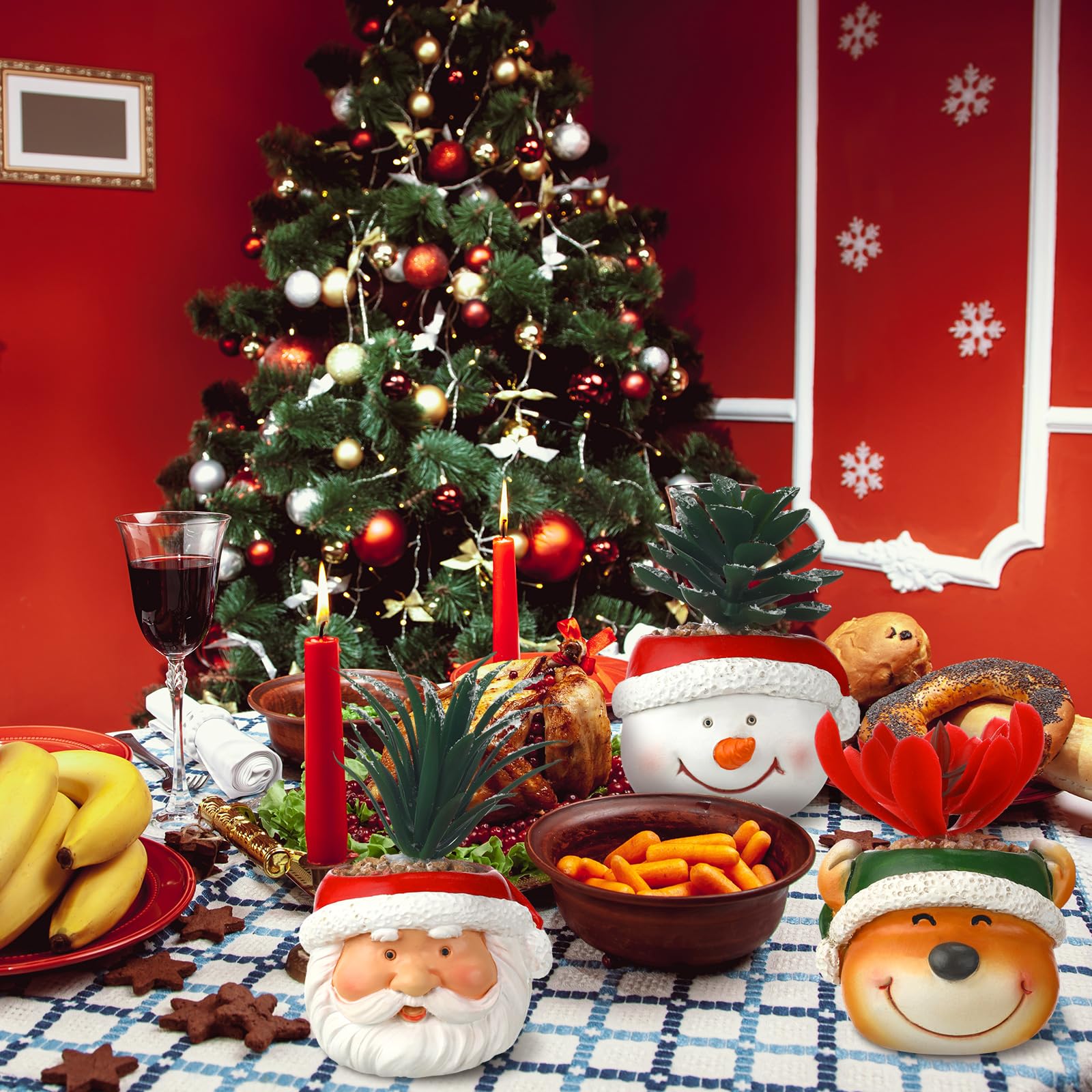 Amazon.co.jp: FoldTier 3個 4.5インチ クリスマス 多肉植物 ポット